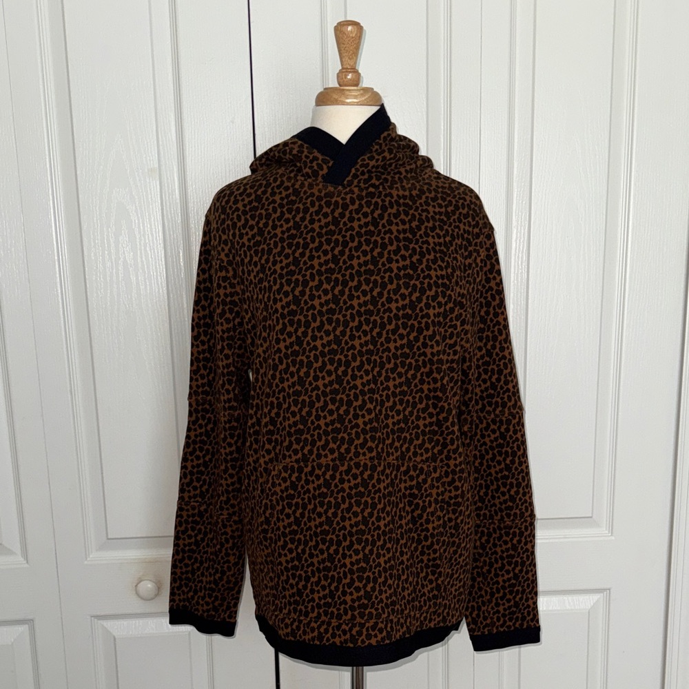 Express Brown and Black Animsl print Patterned Hoodie- size Large